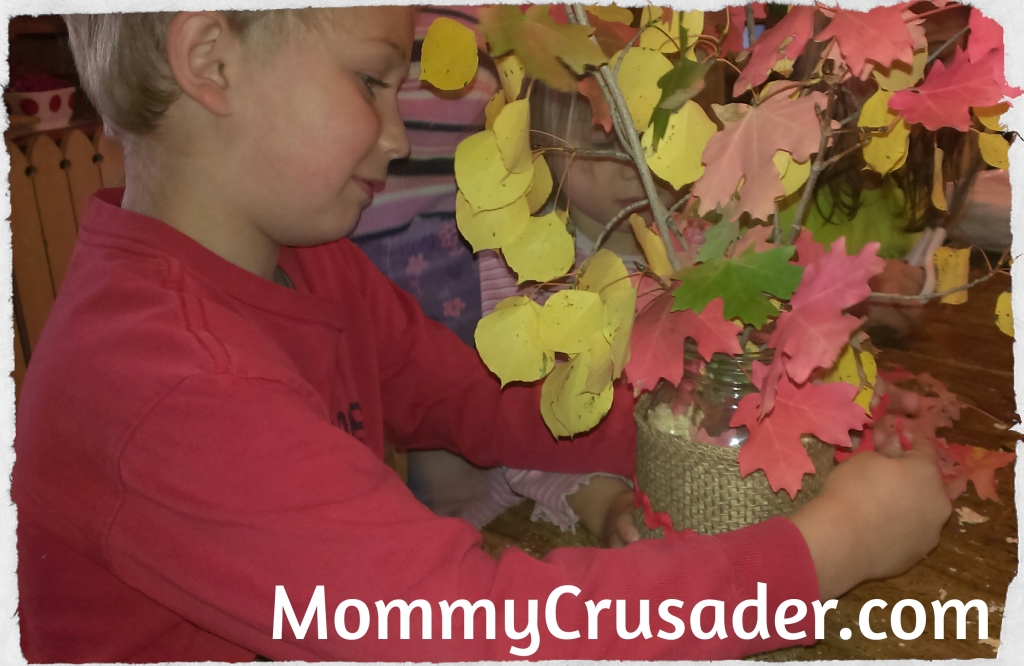Kindergartner wrapping the rickrack ribbon. | MommyCrusader.com